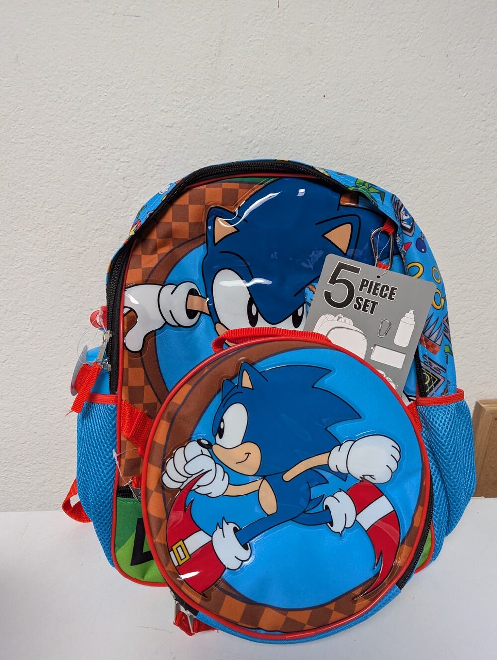Sonic the Hedgehog 5-piece backpack set lunch bag water bottle